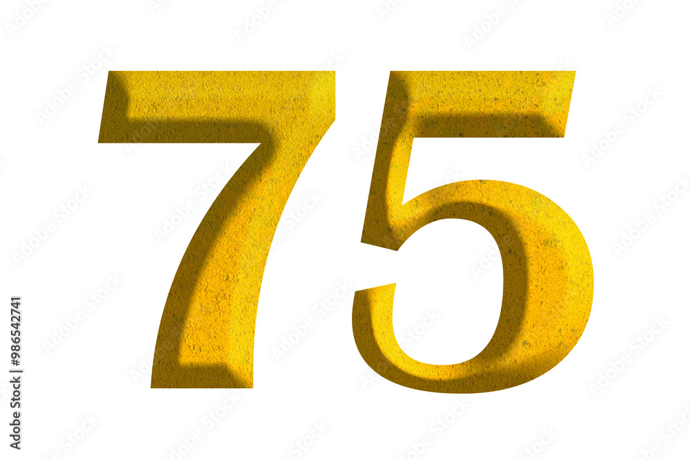 3d golden number 75, isolated on transparent background 3d golden number 75, isolated on transparent background
