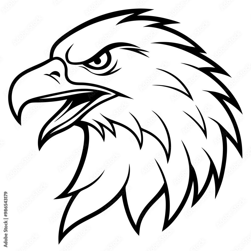 Bold Eagle Profile with Open Beak – Vector Design Bold Eagle Profile with Open Beak – Vector Design