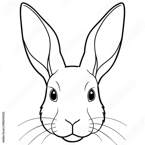 Minimalist Vector Close-Up of Rabbit Ears