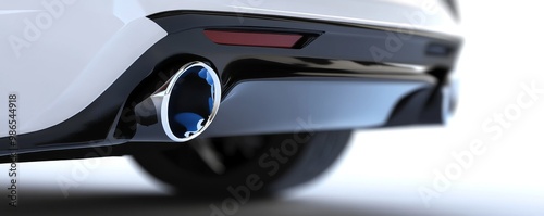 High-quality close-up of a car exhaust, showcasing design and craftsmanship in automotive engineering. photo