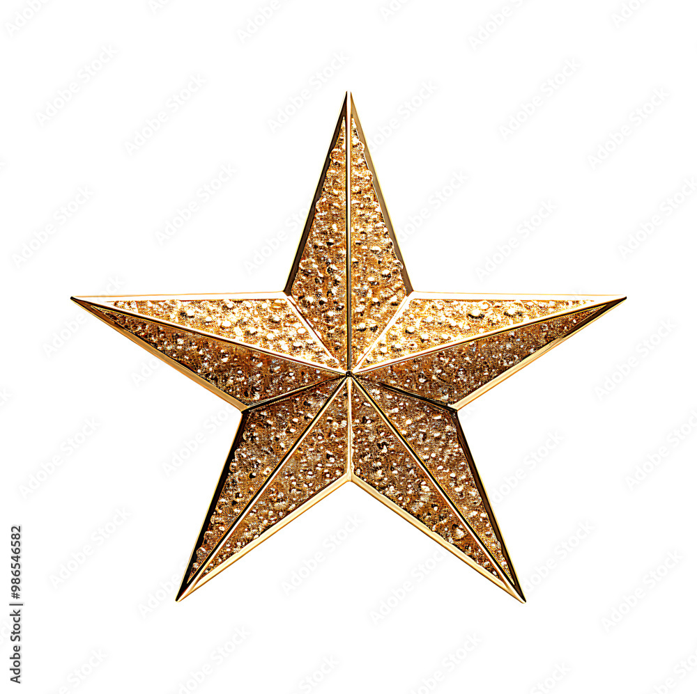 Fototapeta premium Gold star with a textured surface on a transparent background