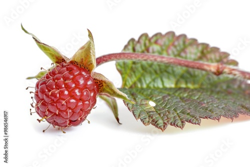 A fresh thimbleberry isolated on white photo