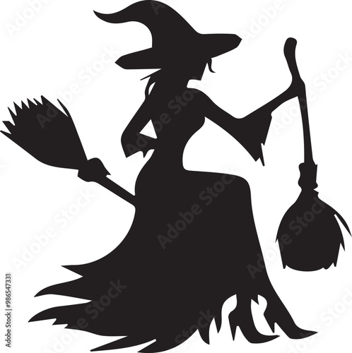 Witch silhouette vector EPS