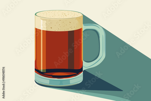 Refreshing Dark Beer in a Mug 