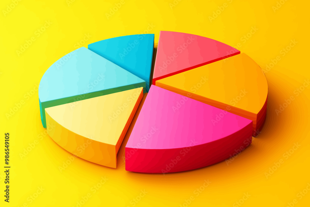 Obraz premium Vibrant Pie Chart on Yellow Background 