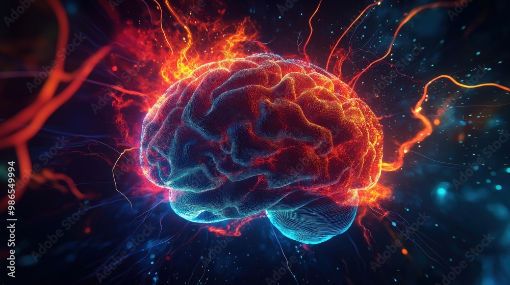 A vibrant 3D visualization of a glowing brain with active neural connections, highlighting brain activity and futuristic neural networks. A vibrant 3D visualization of a glowing brain with active neural connections, highlighting brain activity and futuristic neural networks.