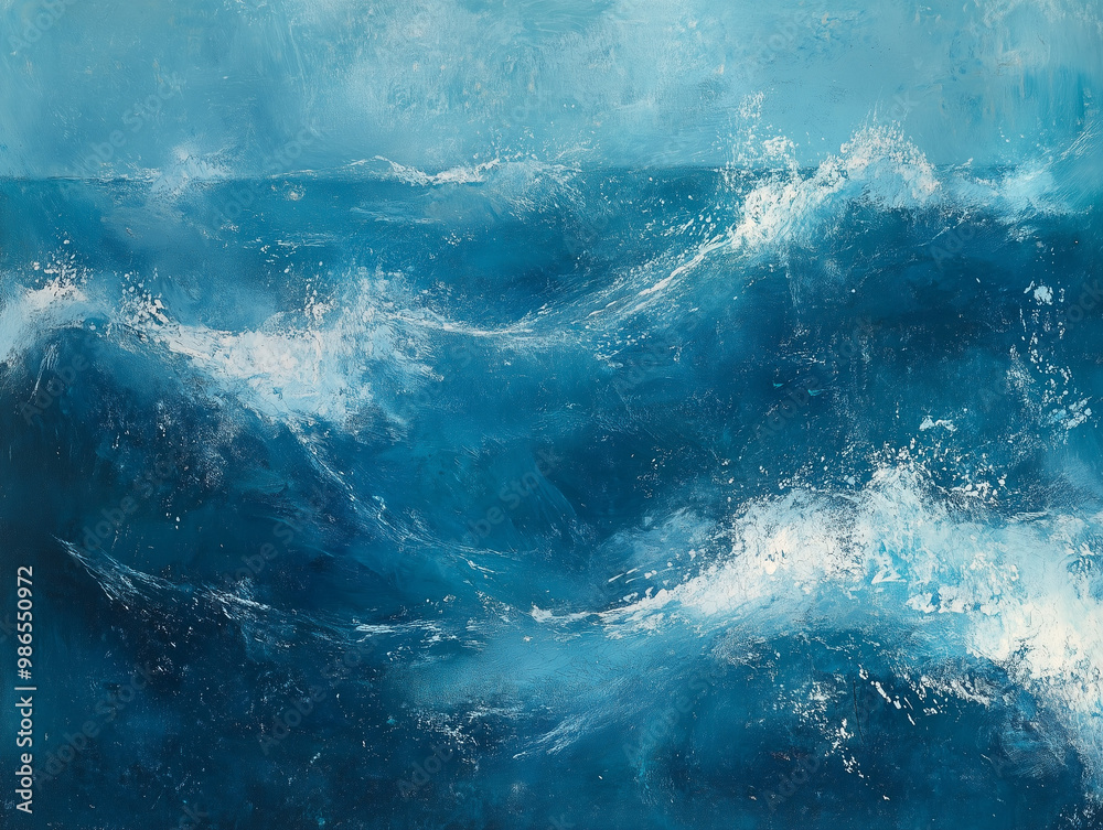 Fototapeta premium Depths Explored: Maritime Abstract of Ocean Waves in Marine Colors