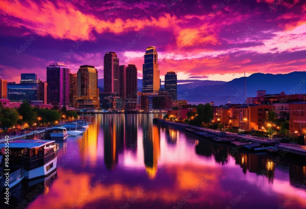vibrant city skylines showcasing diverse architecture stunning dusk light colorful reflections dynamic shapes, urban, landscape, buildings, modern, design vibrant city skylines showcasing diverse architecture stunning dusk light colorful reflections dynamic shapes, urban, landscape, buildings, modern, design