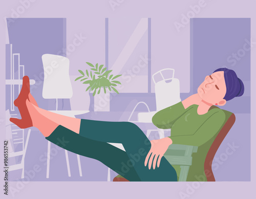 A lady with slumped really low in her chair at work in the office grabbing her neck in pain | Health and Safety | Workplace | Poor Posture | Spine |