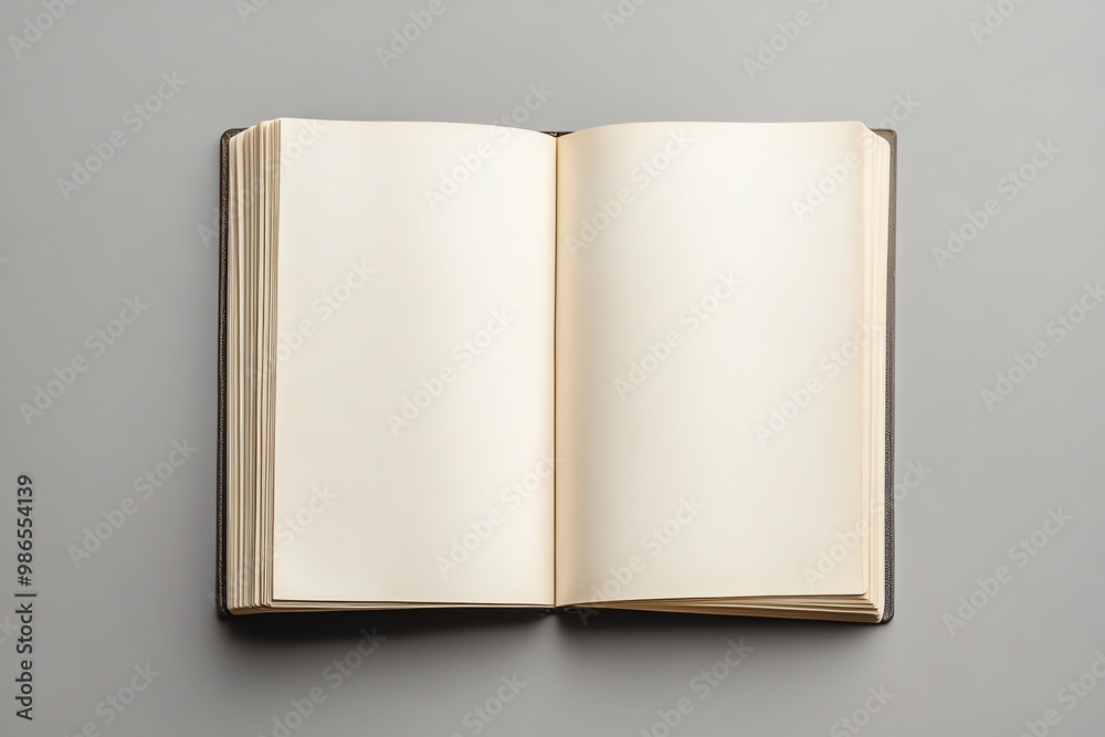An Open Book with Blank Pages on a Gray Surface An Open Book with Blank Pages on a Gray Surface
