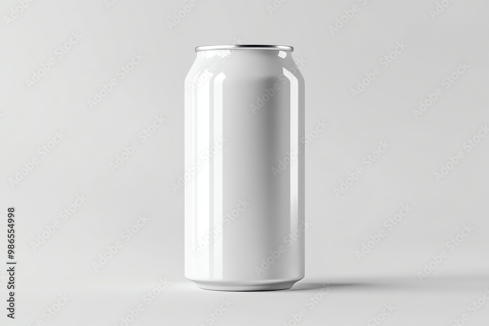 White Aluminum Can with Silver Top on White Background White Aluminum Can with Silver Top on White Background