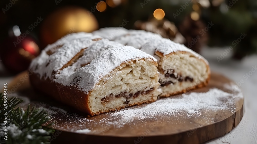 Christmas stollen with powdered sugar Christmas stollen with powdered sugar