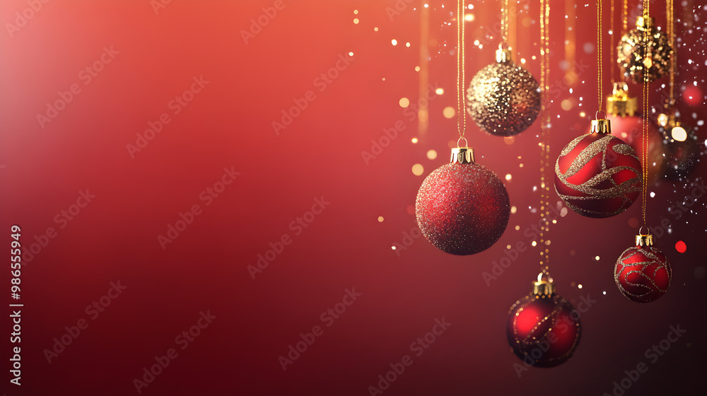 © Erika - un diseño de tarjeta o invitacion con espacio de copia con esferas colgantes en color rojo y do0rado con diseño navideño para fiesta de navidad © Erika - un diseño de tarjeta o invitacion con espacio de copia con esferas colgantes en color rojo y do0rado con diseño navideño para fiesta de navidad