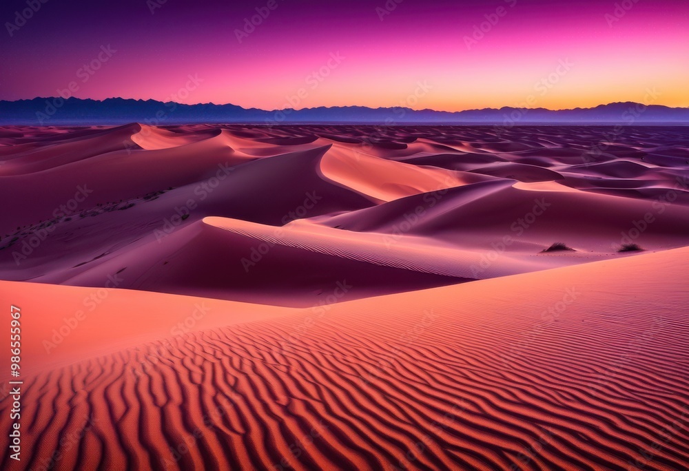 Naklejka premium vibrant sand dunes illuminated stunning twilight skies rich hues soft shadows, colors, landscape, nature, texture, beauty, evening, atmosphere, scenery