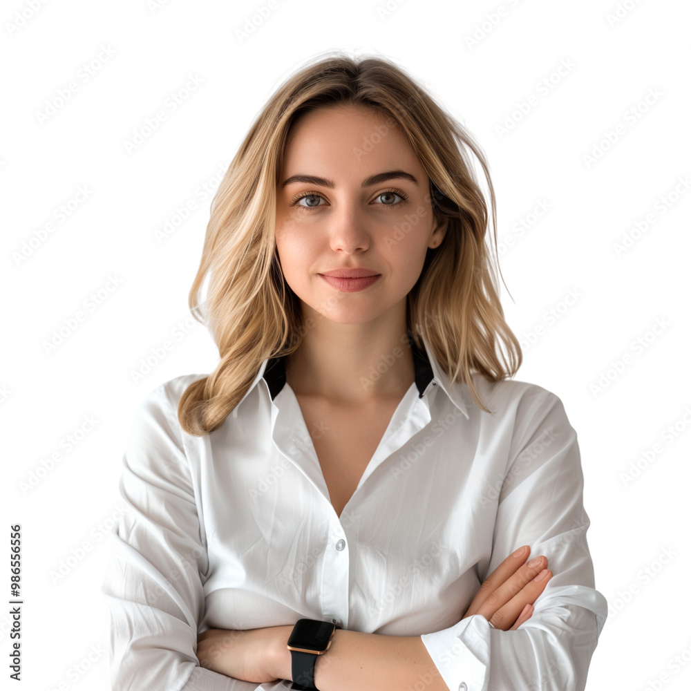 Businesswomen with her arms isolated on a transparent background Businesswomen with her arms isolated on a transparent background