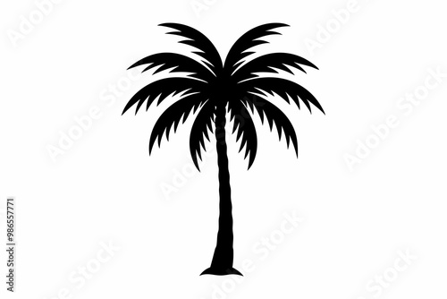 Single Palm Tree Silhouette Icon Vector Art Design for Tropical and Coastal Themes