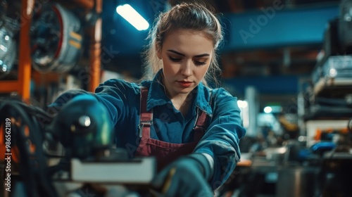 Female Mechanic Working in a Workshop