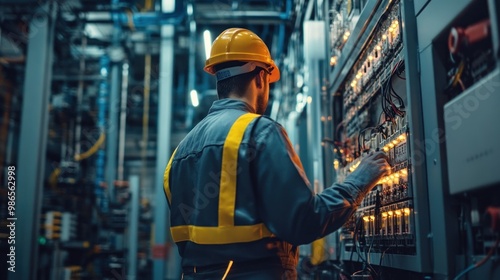 Electrician Working On Electrical Panel