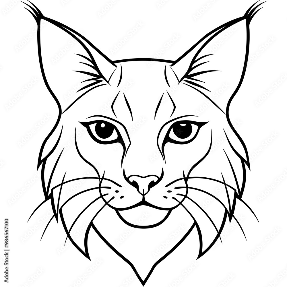 Lynx Eyes Focused with Minimal Fur Line Art Vector Lynx Eyes Focused with Minimal Fur Line Art Vector