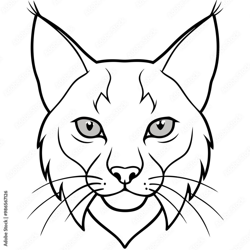 Lynx Eyes Focused with Minimal Fur Line Art Vector Lynx Eyes Focused with Minimal Fur Line Art Vector