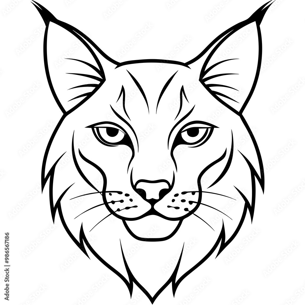Lynx Eyes Focused with Minimal Fur Line Art Vector Lynx Eyes Focused with Minimal Fur Line Art Vector