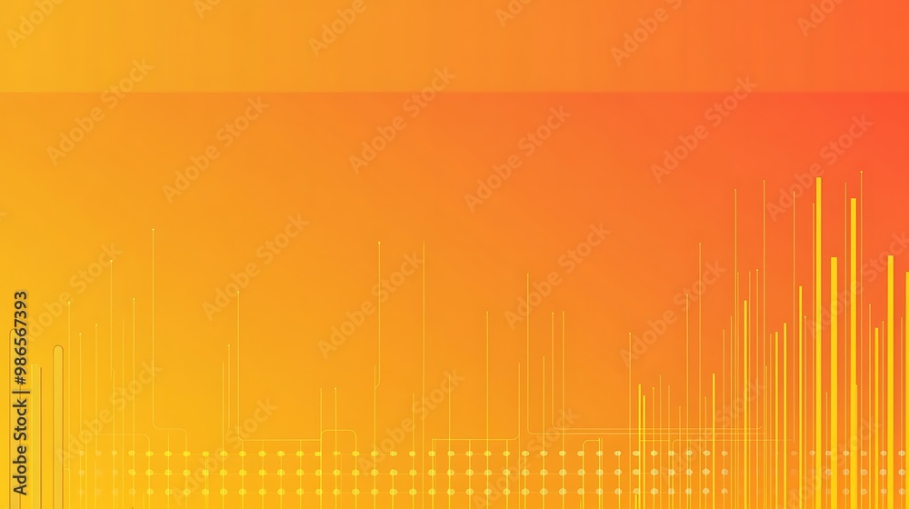Fototapeta premium Abstract gradient background in orange, yellow and red colors with a grid at the bottom.