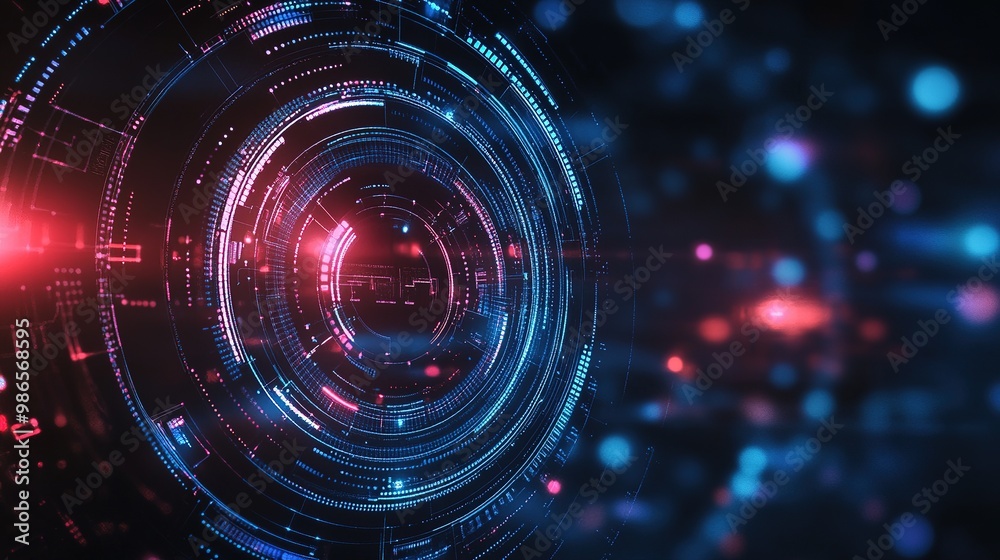 Abstract digital technology background with futuristic elements and lighting Abstract digital technology background with futuristic elements and lighting