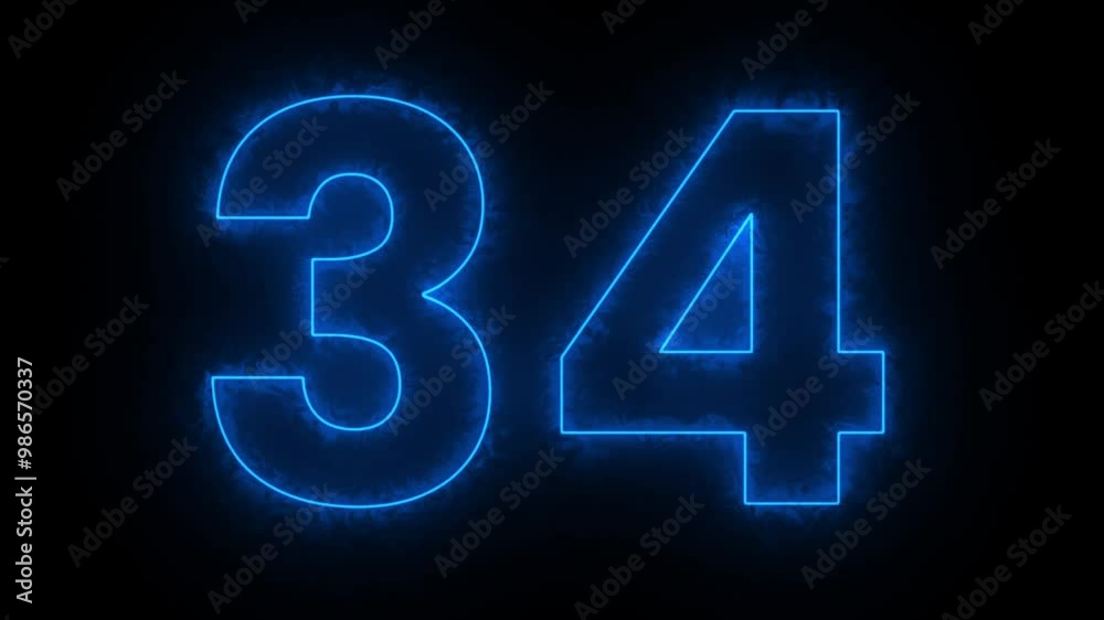 Neon number 34 animation, neon numbers Neon number 34 animation, neon numbers