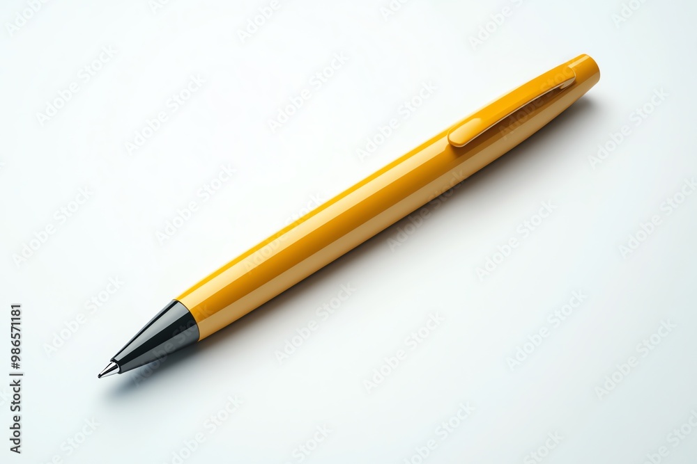 Yellow Pen with Black Tip on White Background Yellow Pen with Black Tip on White Background