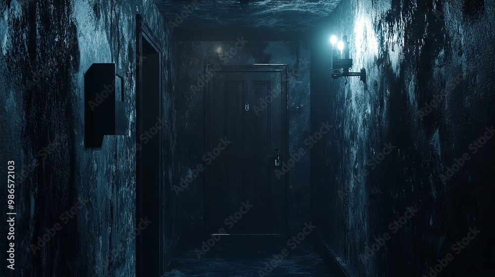 Eerie 3D Horror House: Creepy Basement with Flickering Lights and Unsettling Presence Eerie 3D Horror House: Creepy Basement with Flickering Lights and Unsettling Presence