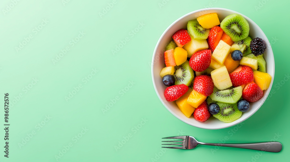 Fresh Fruit And Fork On Green Background, Healthy Eating And Simplicity, Simple Wellness Essentials, Nutritious Living Theme . Fresh Fruit And Fork On Green Background, Healthy Eating And Simplicity, Simple Wellness Essentials, Nutritious Living Theme .