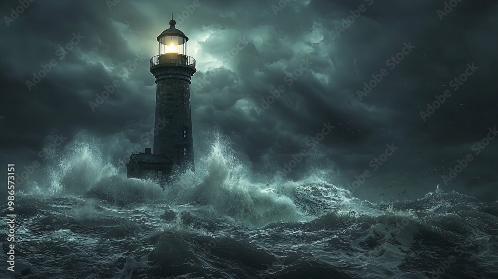 Eerie 3D Haunted Lighthouse with Crashing Waves and Flickering Light Eerie 3D Haunted Lighthouse with Crashing Waves and Flickering Light