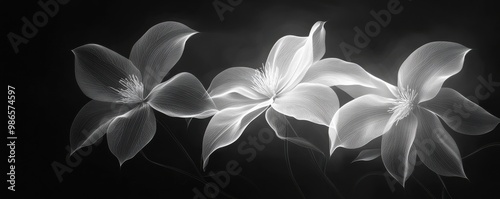 Black and white  clematis flowers