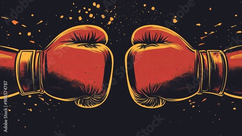 A design template for a logo featuring boxing gloves. photo