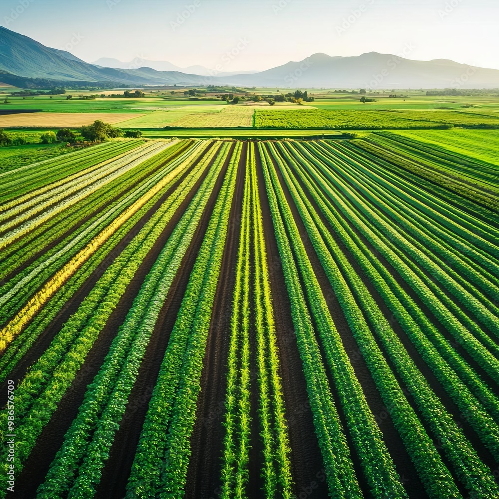 Aerial view of regenerative farms using cover crops to enrich soil Aerial view of regenerative farms using cover crops to enrich soil