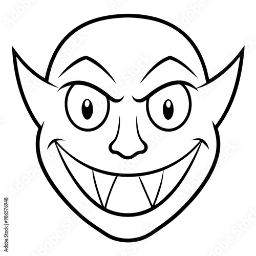 Minimalist Vector Line Art of a Sinister Sharp Toothed Grin