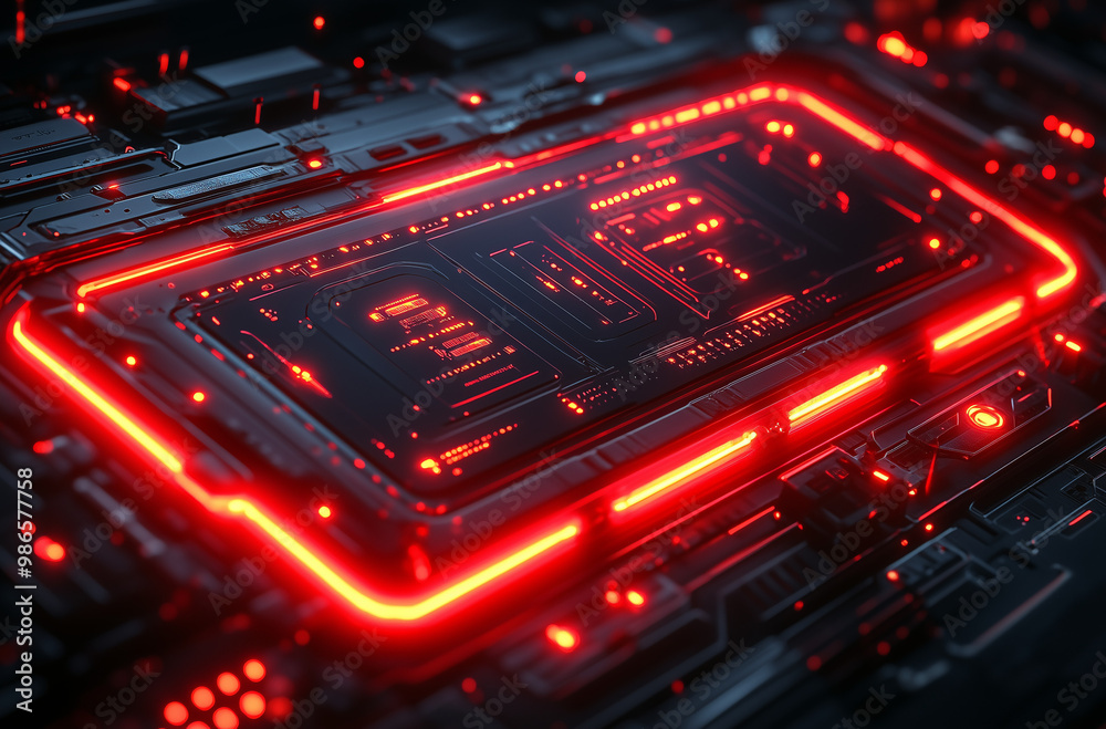 Obraz premium Rounded Rectangle Header with Thin Neon-Red Border: Vibrant Elegance