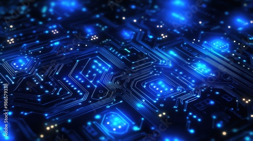 Abstract technology background with circuit patterns and digital glow