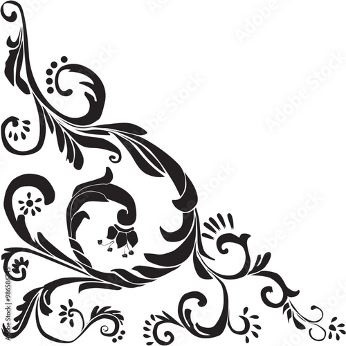 black on white abstract curled triangular