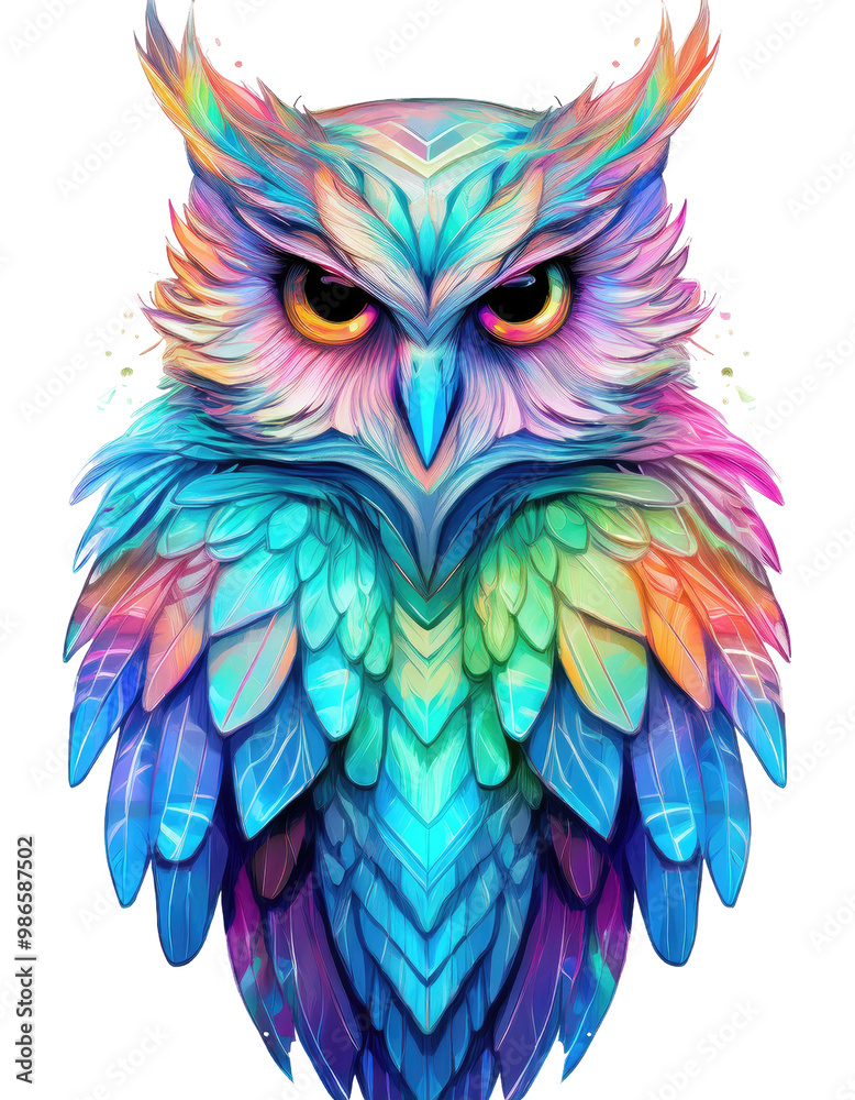 Obraz premium Colorful owl with sharp eyes