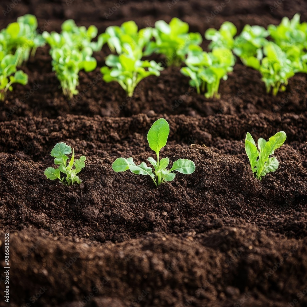 Soil enriched with organic matter supporting various crop types, illustrating soil diversity Soil enriched with organic matter supporting various crop types, illustrating soil diversity