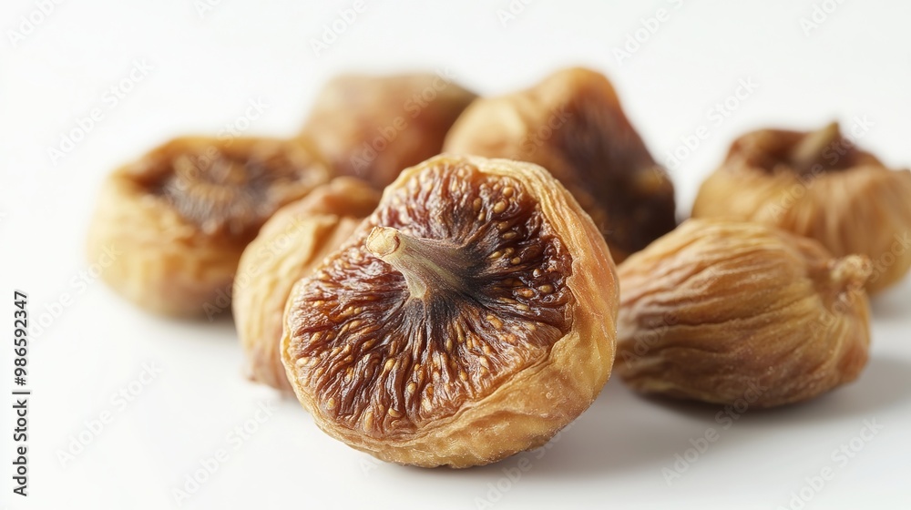 Dried fig on a white background, sharp and in focus. Dried fig on a white background, sharp and in focus.