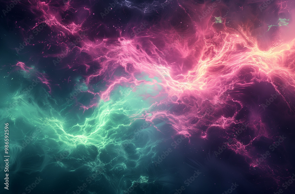 Plasma Tendrils Intertwining in Vibrant Green and Pink: A Visual Spectacle Plasma Tendrils Intertwining in Vibrant Green and Pink: A Visual Spectacle