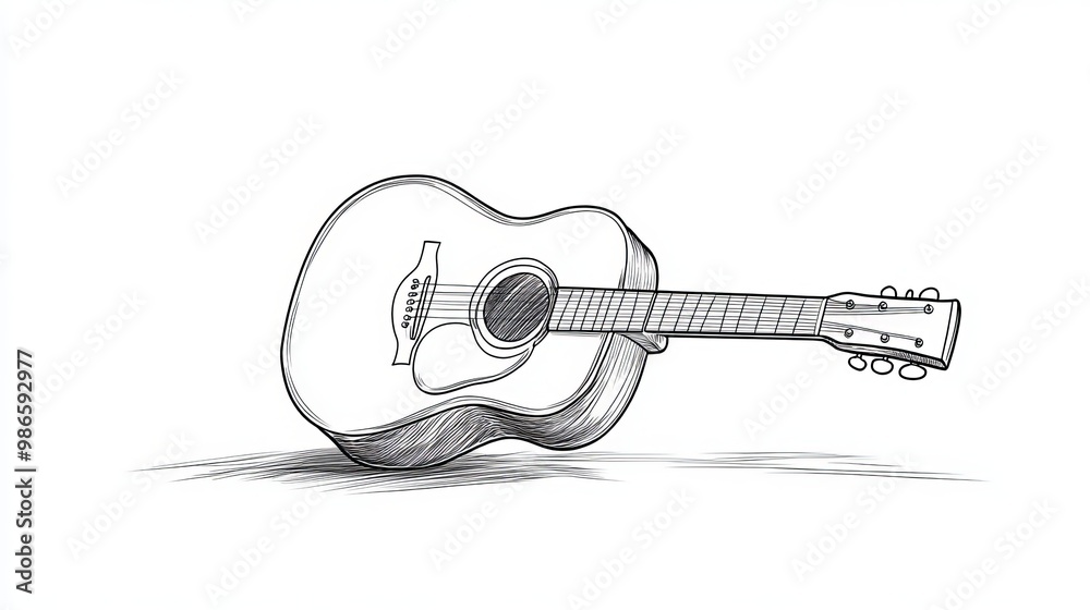 This is a simple line drawing of an acoustic guitar. It's perfect for coloring, using in tattoos, or even as a logo. This is a simple line drawing of an acoustic guitar. It's perfect for coloring, using in tattoos, or even as a logo.