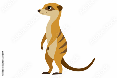  Meerkat of savanna watching predator anxiously vector artwork photo