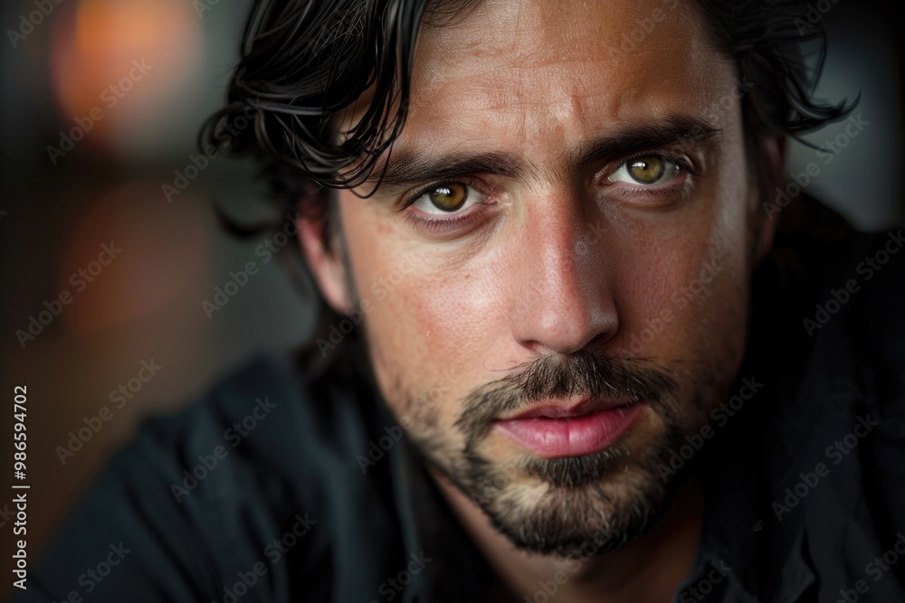 Expressive portrait of a thoughtful individual with intense eyes and dark hair AI Expressive portrait of a thoughtful individual with intense eyes and dark hair AI