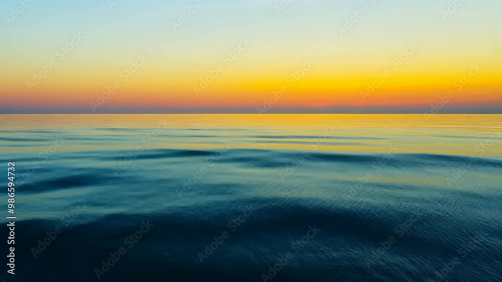 Tranquil sunset over calm ocean waters captured on a serene evening at the beach Tranquil sunset over calm ocean waters captured on a serene evening at the beach