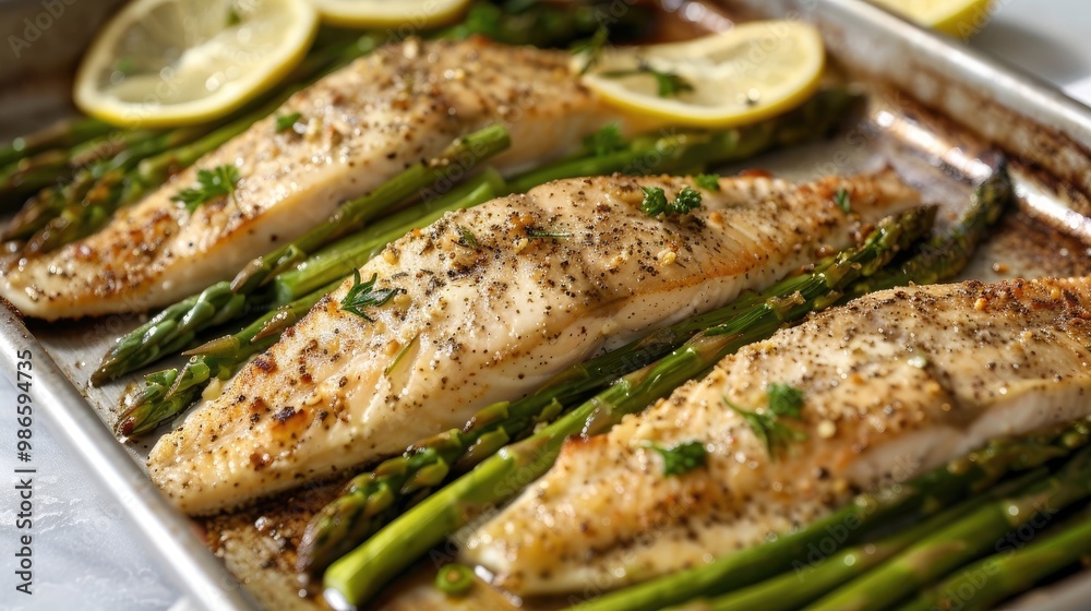 Flaky baked tilapia with roasted asparagus Flaky baked tilapia with roasted asparagus