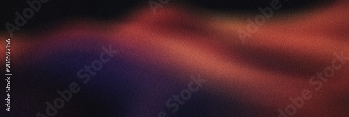 Grainy noisy poster background, dark plum and vibrant orange color wave, black backdrop, noise texture effect