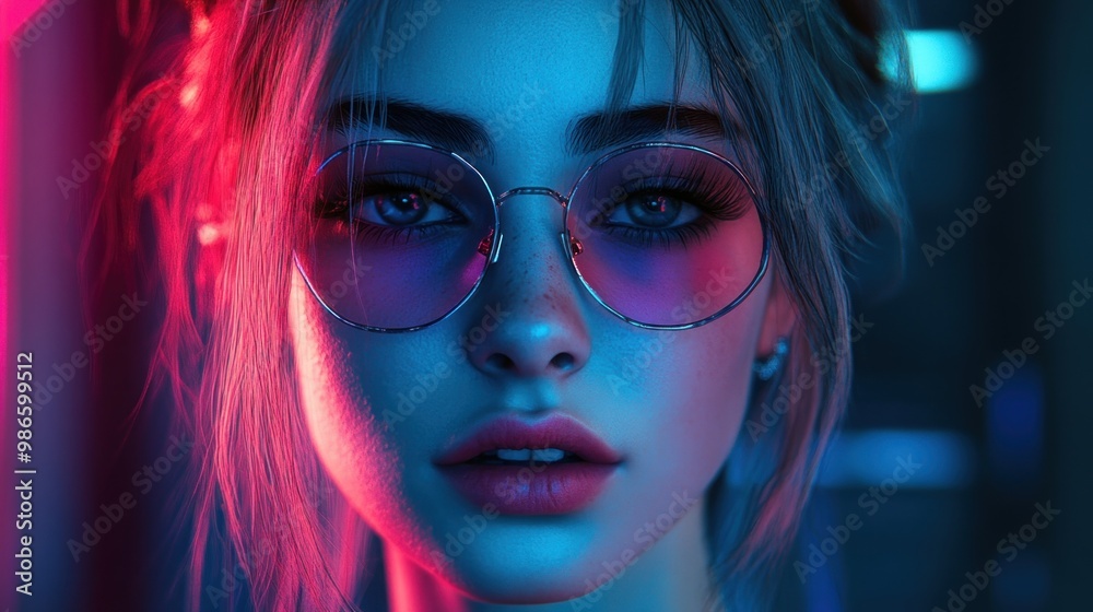 Woman face cyberpunk style character modern futuristic vibrant neon color looking Seriously background wallpaper AI generated image Woman face cyberpunk style character modern futuristic vibrant neon color looking Seriously background wallpaper AI generated image